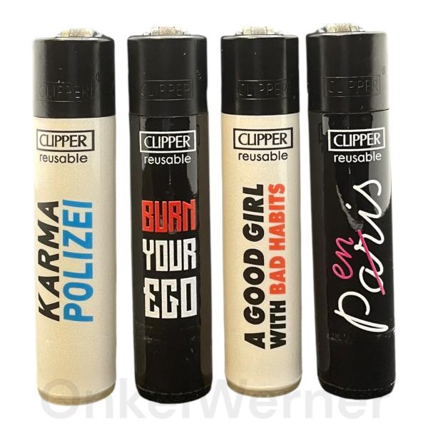 Mix Slogan 1 Clipper Feuerzeuge 4er Set